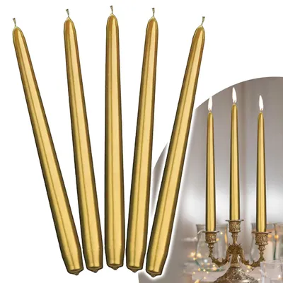 10 goldene konische Kerzen 29 cm, metallic, elegant