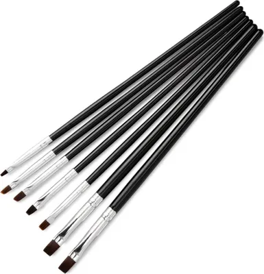 Produktbild von Set mit flachen schwarzen Gelpinseln, 7-tlg.