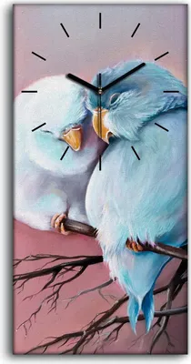 Produktbild von Wandkunst Leinwand Bild Uhr Geräuschlos 30x60 Malerei Zweig Tier Vögel - schwarze Hände