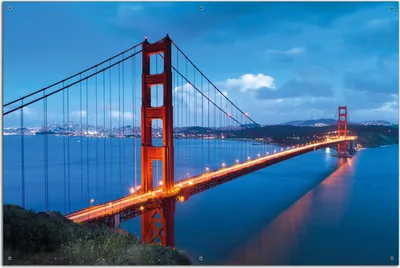 Produktbild von Wallario Outdoor-Poster für Garten oder Balkon, Motiv Golden Gate Bridge in San Francisco  USA, in ca. 61 x 91,50 cm