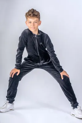 Produktbild von Jungen Plüsch-Overall Lang Schwarz