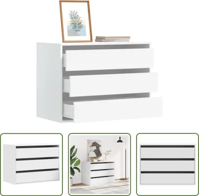 Produktbild von The Living Store Kommode Weiß 80x41x58 cm Holzwerkstoff