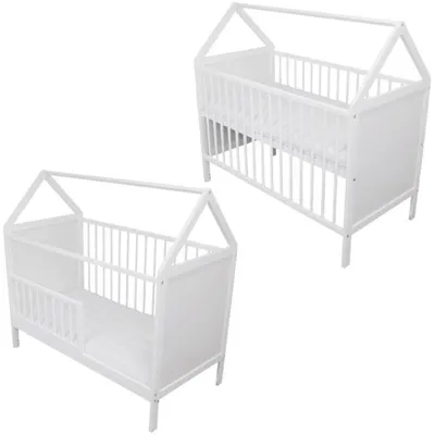 Łóżeczko/tapczanik Jaś domek 120x60 kolor Biały + materac – zdjęcie produktu 1