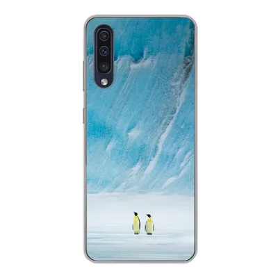 Produktbild von MuchoWow® Handyhülle Schutzhülle Hülle für Samsung Galaxy A30s Zwei Kaiserpinguine vor einem Eisberg Silikon Softcase Handy Hülle - Karteninhaber
