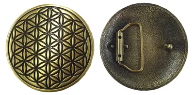 Produktbild von Gürtelschnalle "Blume des Lebens" Zink-Legierung messingfarben, 8cm
