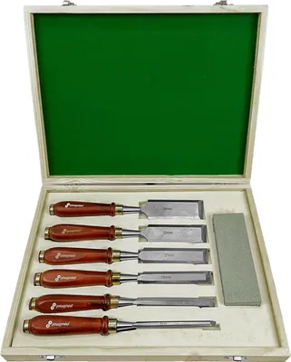 Produktbild von PAULIMOT Stechbeitel-Set 7-teilig, 6 - 38 mm, inkl. Schleifstein