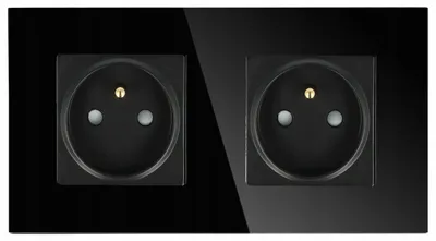 Produktbild von DC Smart Home Glasrahmen Schwarz Doppelsteckdose mit Kinderschutz
