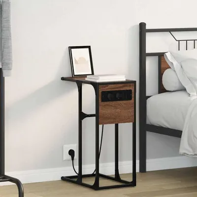 Image de vidaXL Table de chevet marron aspect chêne 41,5 x 26 x 60,5 cm en bois aggloméré