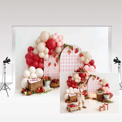 Immagine prodotto di Omgoods - Sfondo decorativo a tema rosa a quadretti per servizio fotografico di compleanno