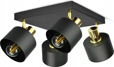 Produktbild von LUXOLAR LED Deckenleuchte 4 flammig Schwarz Gold E27 60 W - Deckenlampe Schwenkbar für Wohnzimmer, Küchen - Klassisches Design