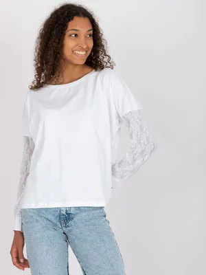 Produktbild von Rue Paris Langarm-T-Shirt für Frauen Isla weiß S/M