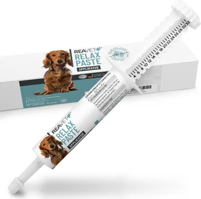 Produktbild von REAVET Relax Paste für Hunde 30ml Applikator - Hund sekundierend zur Beruhigung I natürliche Paste für Hunde I kein Remedium Beruhigungsmittel