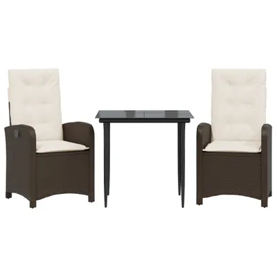 Immagine prodotto di vidaXL set da pranzo da giardino a 3 pezzi con cuscini in polirattan marrone