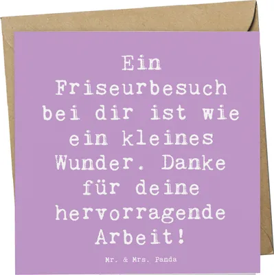 Produktbild von Mr. & Mrs. Panda Glückwunschkarte Spruch Friseur Wunder - Lavendeltraum - Geschenk, anlasskarte, doppelkarte, Haarschnitt, Friseurbesuch, Klappkarte, Lächeln, Bedanken