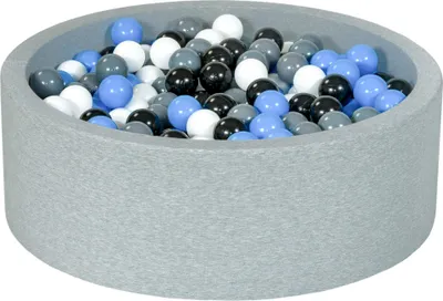 Image de Piscine à balles aire de jeux + 450 balles noir, blanc, bleu, gris