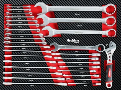 Produktbild von Mephisto ProLine Gabel-Ring-Ringratschen, Rollgabelset in Carbon Look Soft Inlay