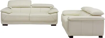 Produktbild von Ledersofa-Set 3+2 - Elfenbein - MACELO
