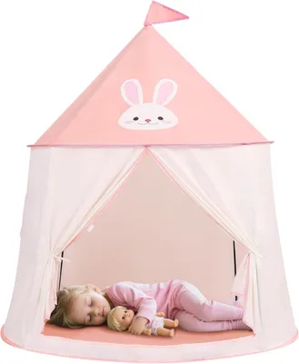 Obrázok produktu pre Detský stan na hranie 116x116x123 cm, ružový králik hrad, pre vnútorné použitie