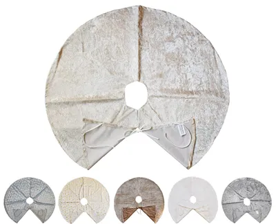 Produktbild von Kuschlige Christbaumdecke Rund Ø 90cm Weihnachtsbaumdecke Weihnachtsbaum Decke Tannenbaum Unterlage, Farbe:Beige / Ornamente