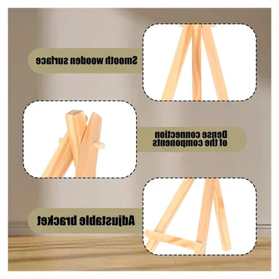 Produktbild von 21 Stück Mini Staffelei aus Holz, 15 x 8 cm Tischstaffelei, faltbare Holzstaffelei für Fotohalter bei Hochzeiten, Geburtstagen, Taufen und Partys, 15 x 8 cm