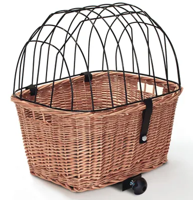 Produktbild von Hundefahrradkorb aus Weide für Gepäckträger mit Gitter eckig 44x34 cm Natur (N-S)