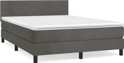 Produktbild von vidaXL Boxspringbett mit Matratze Dunkelgrau 140x200 cm Samt