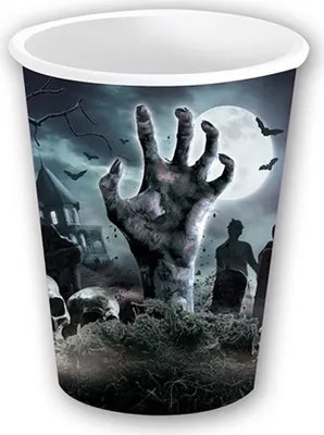 Productafbeelding van Halloween "Kerkhof" | Papieren bekers, 240 ml / 6 stuks.