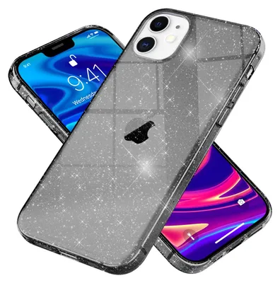 Obrázok produktu pre NALIA Glitter Case for iPhone 12 / iPhone 12 Pro, Bling Mobile Phone Cover Protection Case Black