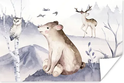 Produktbild von MuchoWow® Poster Winter - Schnee - Tiere 120x80 cm - Bilder