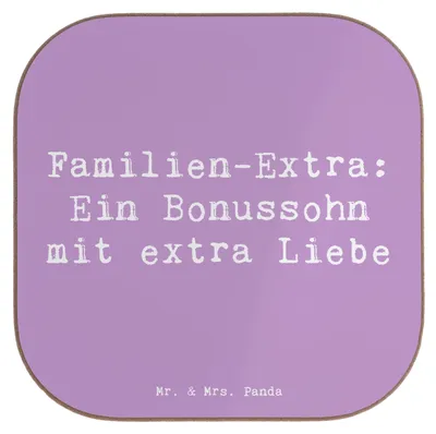Produktbild von Mr. & Mrs. Panda Untersetzer für Gläser Spruch Bonussohn Liebe - Lavendeltraum - Geschenk, Glas, Stiefsohn, Tasse, Dankeschön, Weihnachten, Bonusfamilie, Coaster