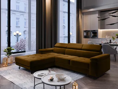 Obrázek produktu pro FurMeb24 ECKSOFA OLIVIO - 250 x 183 cm monolit 48 - s funkcí spánku a lůžkem - levý bok