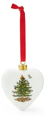 Porzellan Herz Ornament Weihnachtsbaum 10 cm mit Band
