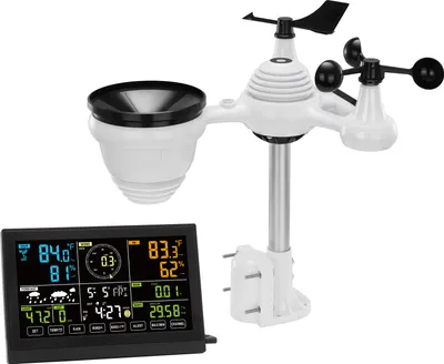 Produktbild von SucceBuy 7-in-1-Wetterstation, kabellos, 7,5 Zoll großes Farbdisplay, digitaler Monitor für Innen- und Außenbereich, Temperatur, Luftfeuchtigkeit, Windgeschwindigkeit/-richtung, Regen
