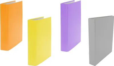Produktbild von 4x Ringbuch / DIN A5 / 2-Ring Ordner / je 1x grau, gelb, orange und lila