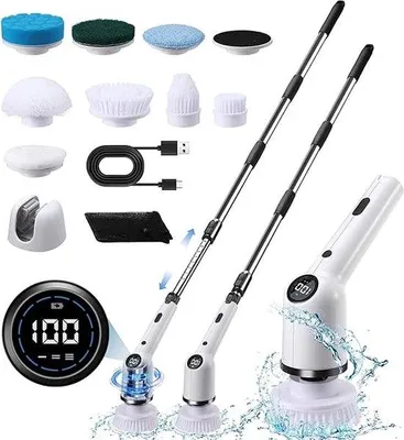 Image de Brosse de nettoyage électrique sans fil 9 en 1 pour la salle de bain