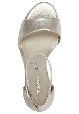 Produktbild von Tamaris Damen Sandalette Metallic Fesselriemen Blockabsatz 1-28096-42, Größe:41 EU, Farbe:Beige