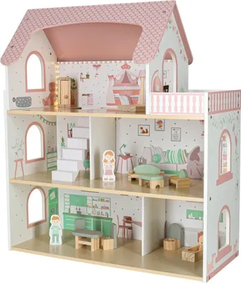 Produktbild von Holzpuppenhaus LULILO Peonio 70 cm LED rosa
