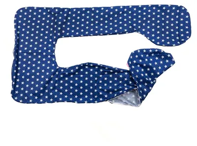 Image de Housse de coussin de maternité BabyUniverse, forme U, 100 % coton, bleu marine avec étoiles