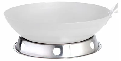 Image de Paella World anneau de support en acier inoxydable pour les poêles wok Paella World acier avec poignée en bois