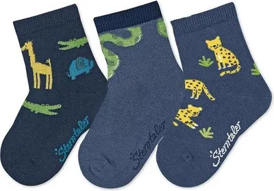 Produktbild von Sterntaler Söckchen 3er-Pack Motiv Dschungeltiere für Jungen marine 17-18