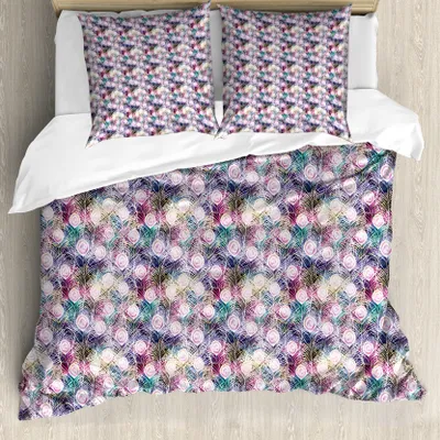 Produktbild von ABAKUHAUS Pfau Bettbezug Set für Einzelbetten, Vibrant Bohemian Federn, Milbensicher Allergiker geeignet mit Kissenbezug, 155 cm x 220 cm - 80 x 80 cm, Mehrfarbig
