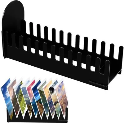Immagine prodotto di Uniqoos® Portapenne in acrilico nero con 12 scomparti – Organizzatore da scrivania per ufficio, casa e scuola, robusto, montaggio senza attrezzi