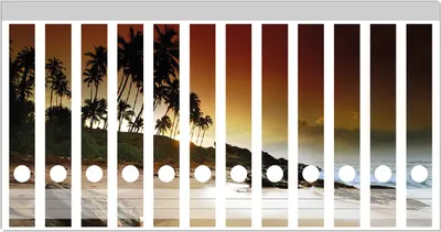 Produktbild von Wallario Ordnerrücken Sticker, selbstklebend für schmale Ordner, 12 Stück, Motiv Sri Lanka - Palmenstrand mit Sonnenuntergang