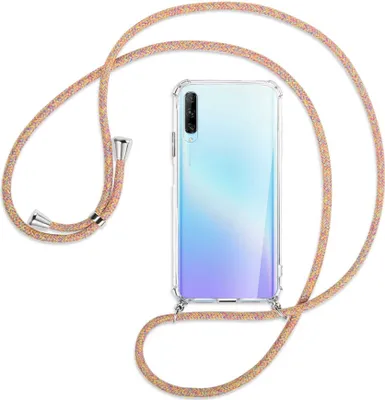Produktbild von Handykette Backcover-Schutzhülle mit Band (Metall silberfarben) für Huawei P Smart Pro 2019 - Rainbow