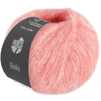 A ball of pink yarn with a label.