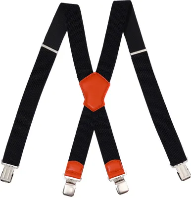 Produktbild von X Form Hosenträger Schwarz Orange Kornmuster