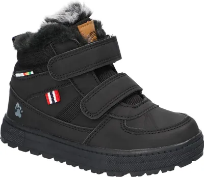 Produktbild von American Club Es201 Kinder Winterschuhe mit Fleecefutter Klett & Reißverschluss, Winterstiefel, Winterstiefeletten, Schwarz 30