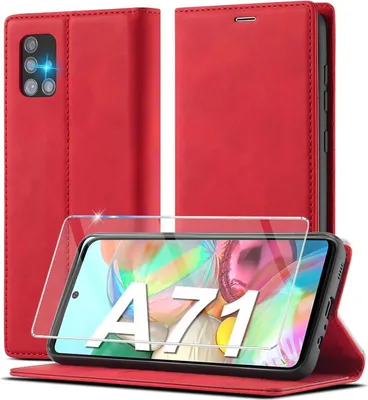 Image de Samsung Galaxy A71 Housse cuir Flip Wallet Housse étui rouge