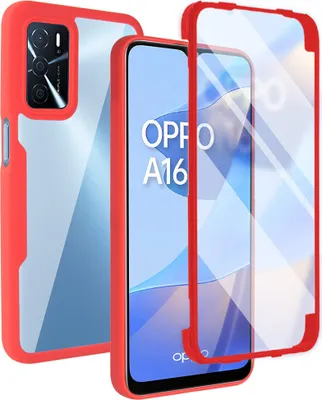 Immagine prodotto di OPPO A16 Custodia protettiva, Built-in screen protector 360 gradi protezione completa custodia del telefono cellulare per OPPO A16/A16S/A54S/A54 4G/A55 Red