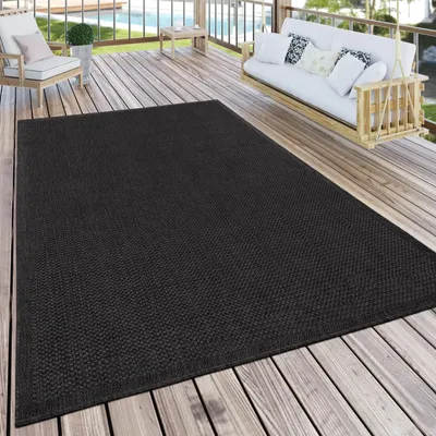 Produktbild von Outdoor Teppich wetterfest Garten & Terrasse flachgewebt Uni Sisaloptik robust Grösse 80x200 cm